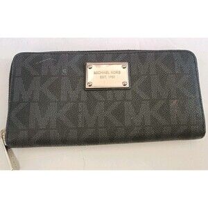 MICHAEL KORS Jet Set Travel Logo Continental Wallet Zip Around All Over Logo